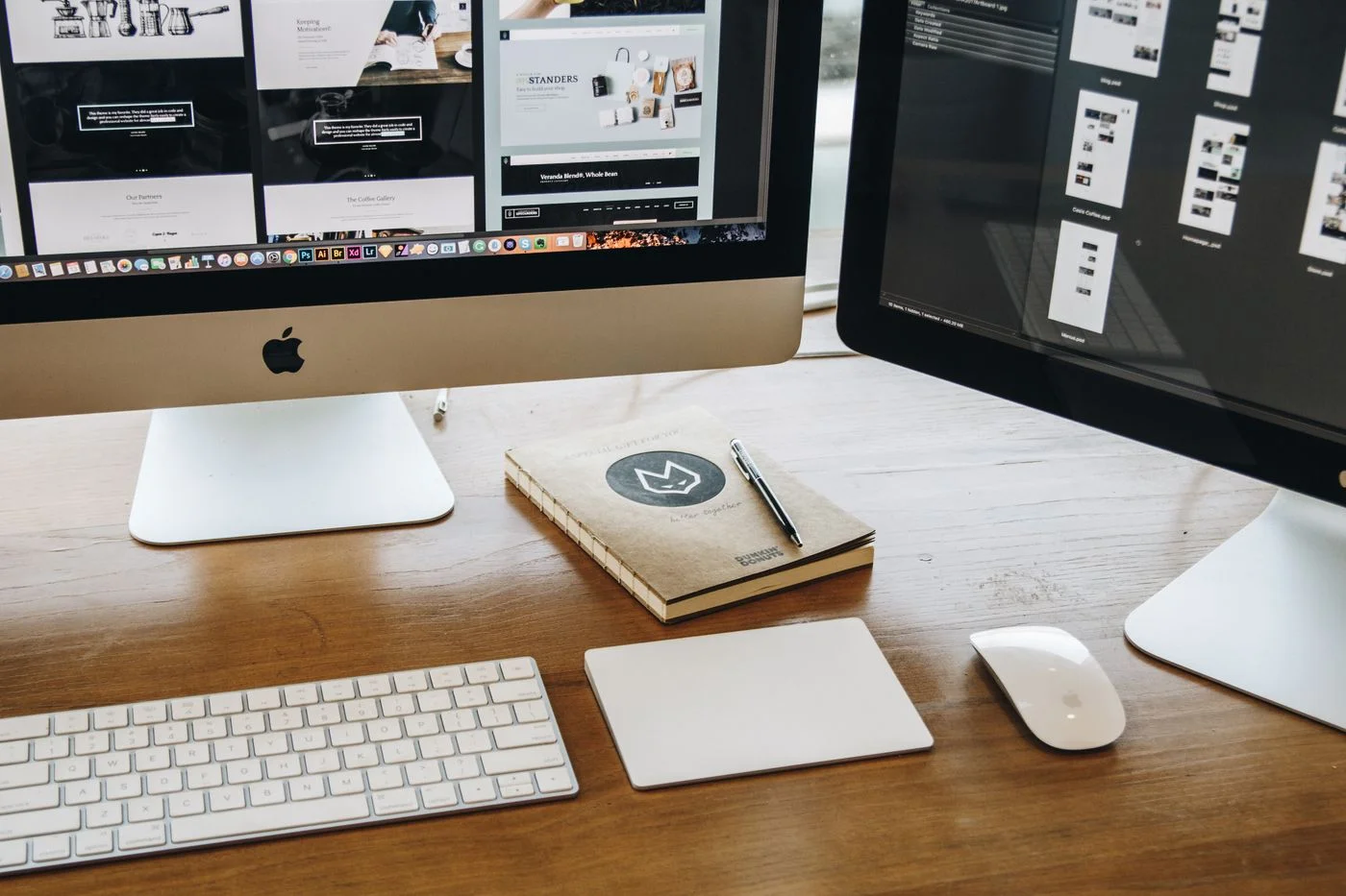 Workspace with two screens