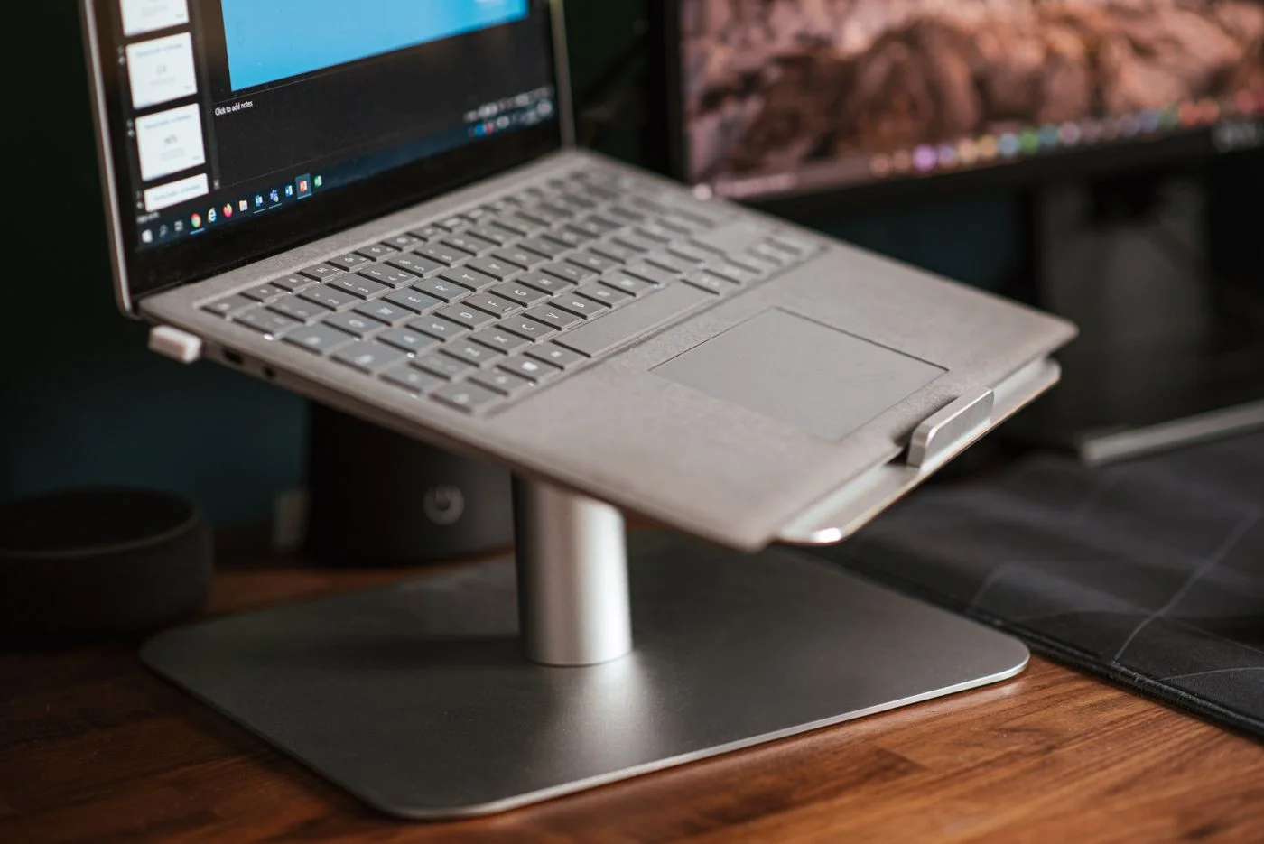 Laptop on a raised stand