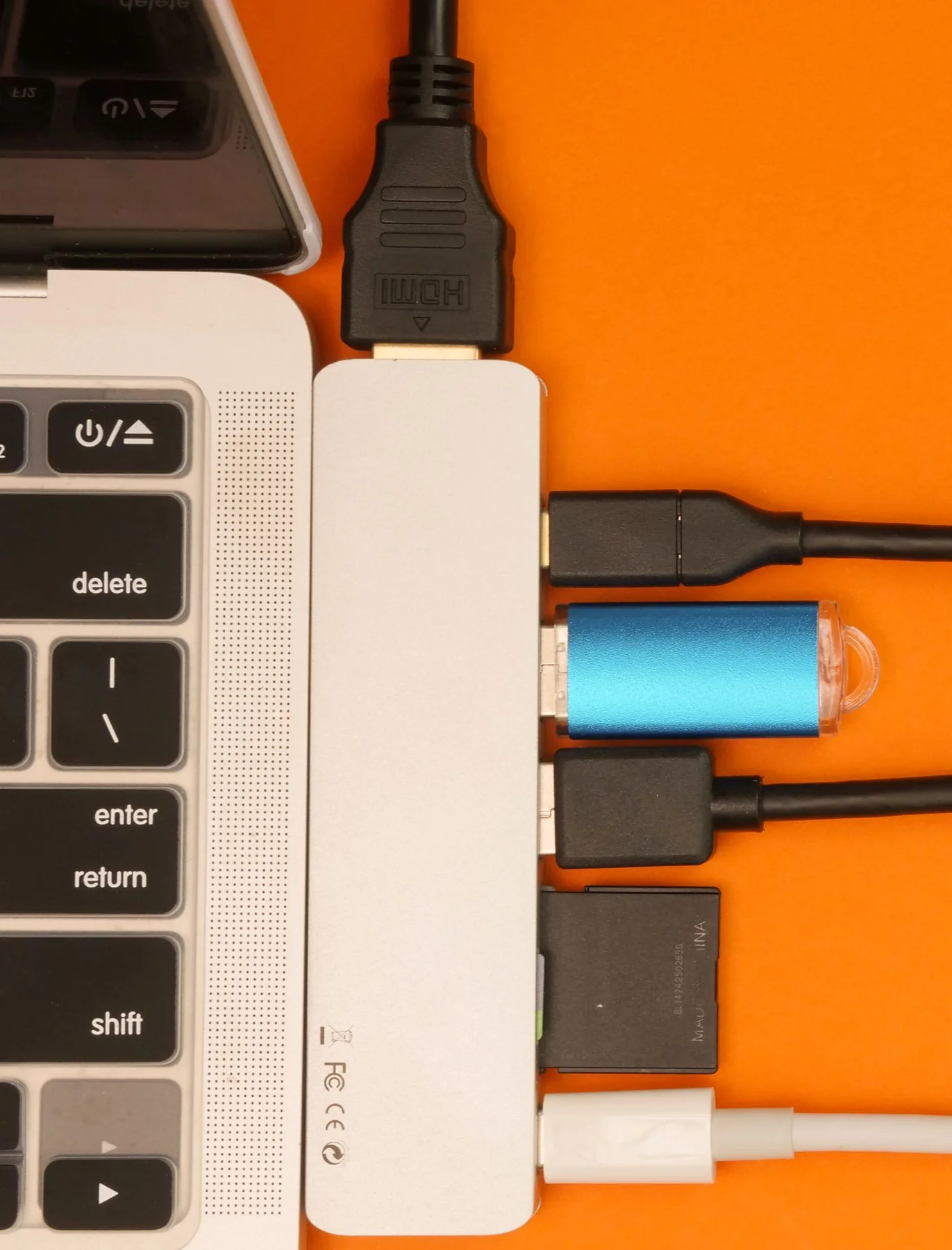 USB adapter with several connected cables